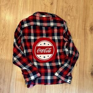Upcycled Coca-Cola Plaid Flannel Shirt size xl